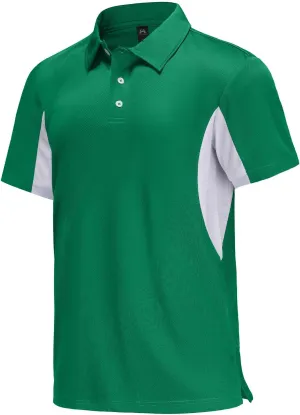 Corna Men's Short Sleeve Polo Shirts L-5XL, UPF 50  Moisture Wicking Casual Performance Dry Fit Golf Shirts