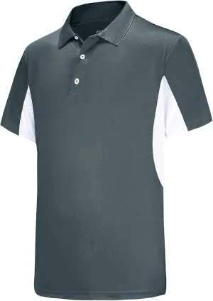 Corna Men's Short Sleeve Polo Shirts L-5XL, UPF 50  Moisture Wicking Casual Performance Dry Fit Golf Shirts