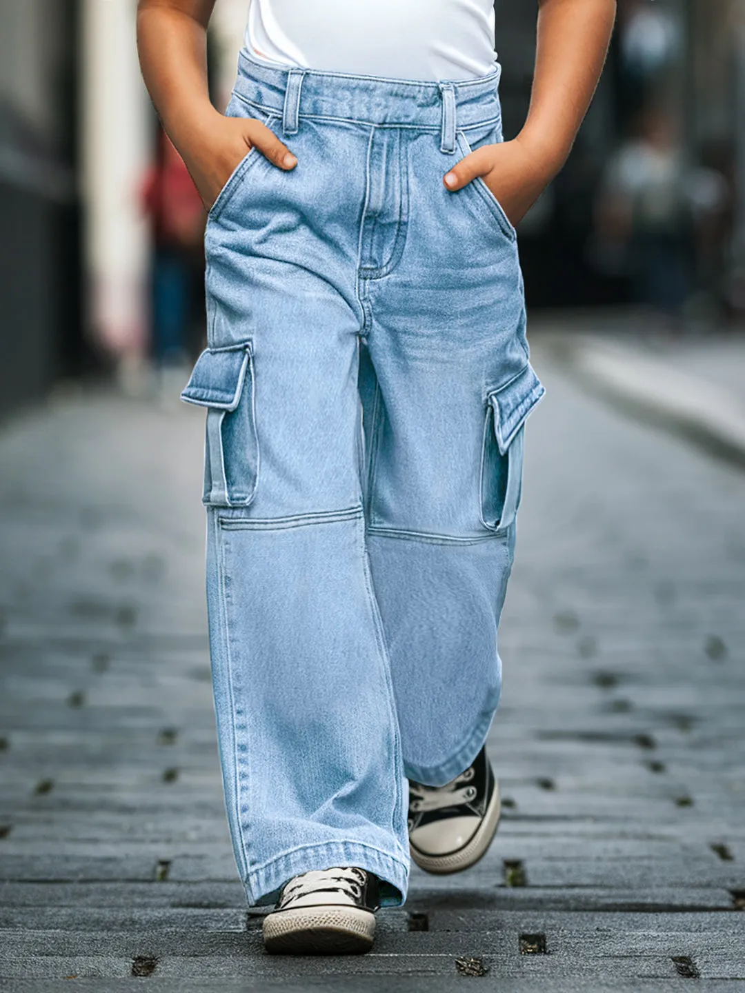 Cotton Denim Flared Cargo for Girls & Boys