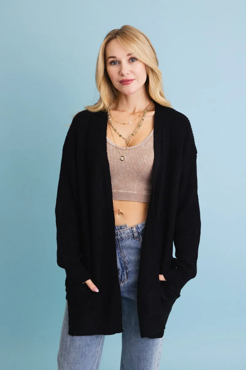 Cozy Open-Front Waffle Knit Cardigan (5 colors)