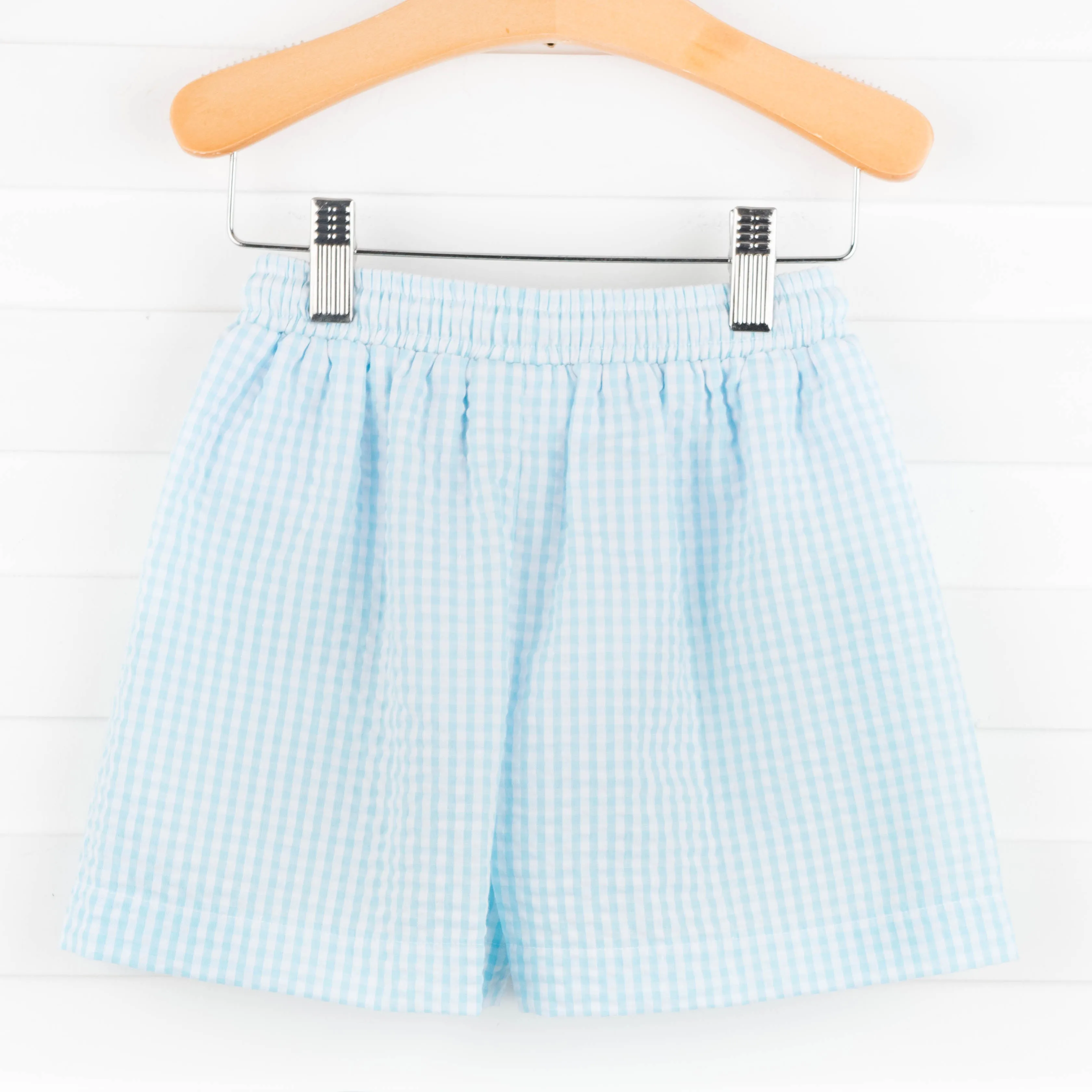 Crabby Critter Smocked Swim Trunks, Blue