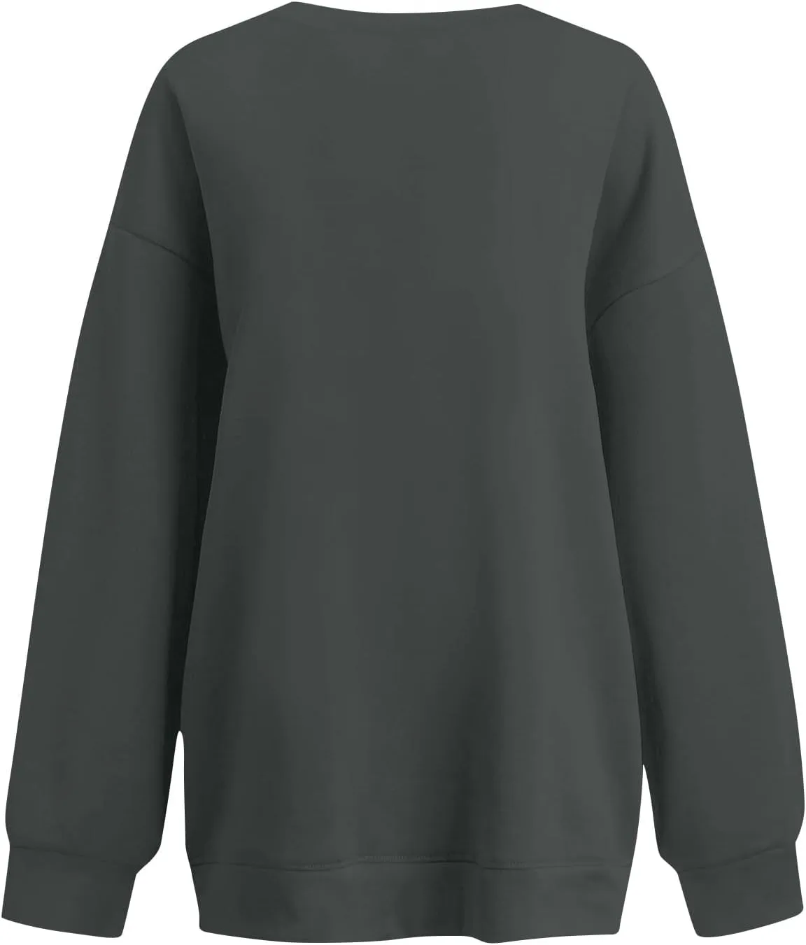 Crew Neck Sweatshirts Women Fleece Pullover Oversized Crewneck Sweatshirt Preppy Drop Shoulder Plain Y2K Hoodie