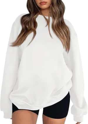 Crewneck Sweatshirts Women Oversized Preppy Sweatshirt Cute Loose Fit Fleece Pullover Comfort Plain Hoodies