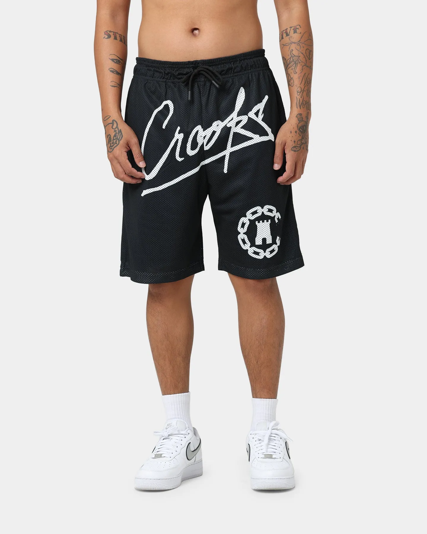 Crooks & Castles Script Mesh Shorts Black