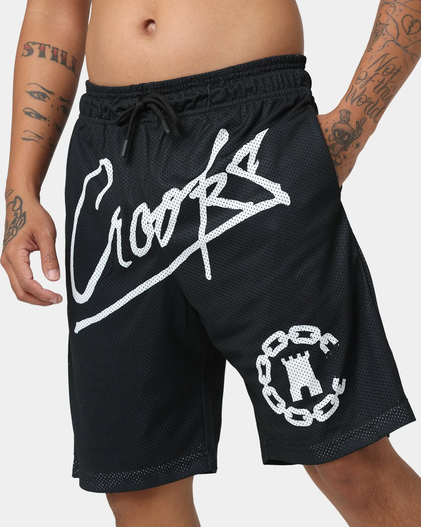 Crooks & Castles Script Mesh Shorts Black