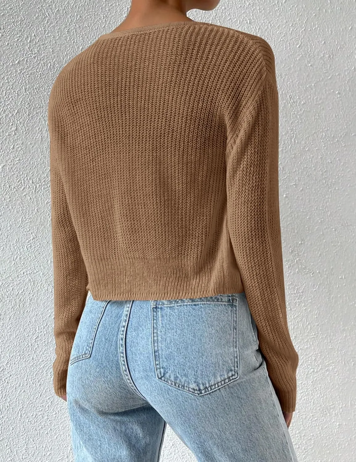 Cropped Cardigan Sweaters Open Front Long Sleeve Cardigans Lightweight Fall Bolero Shrugs