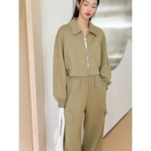 Cropped Jacket and Cargo Pants Set