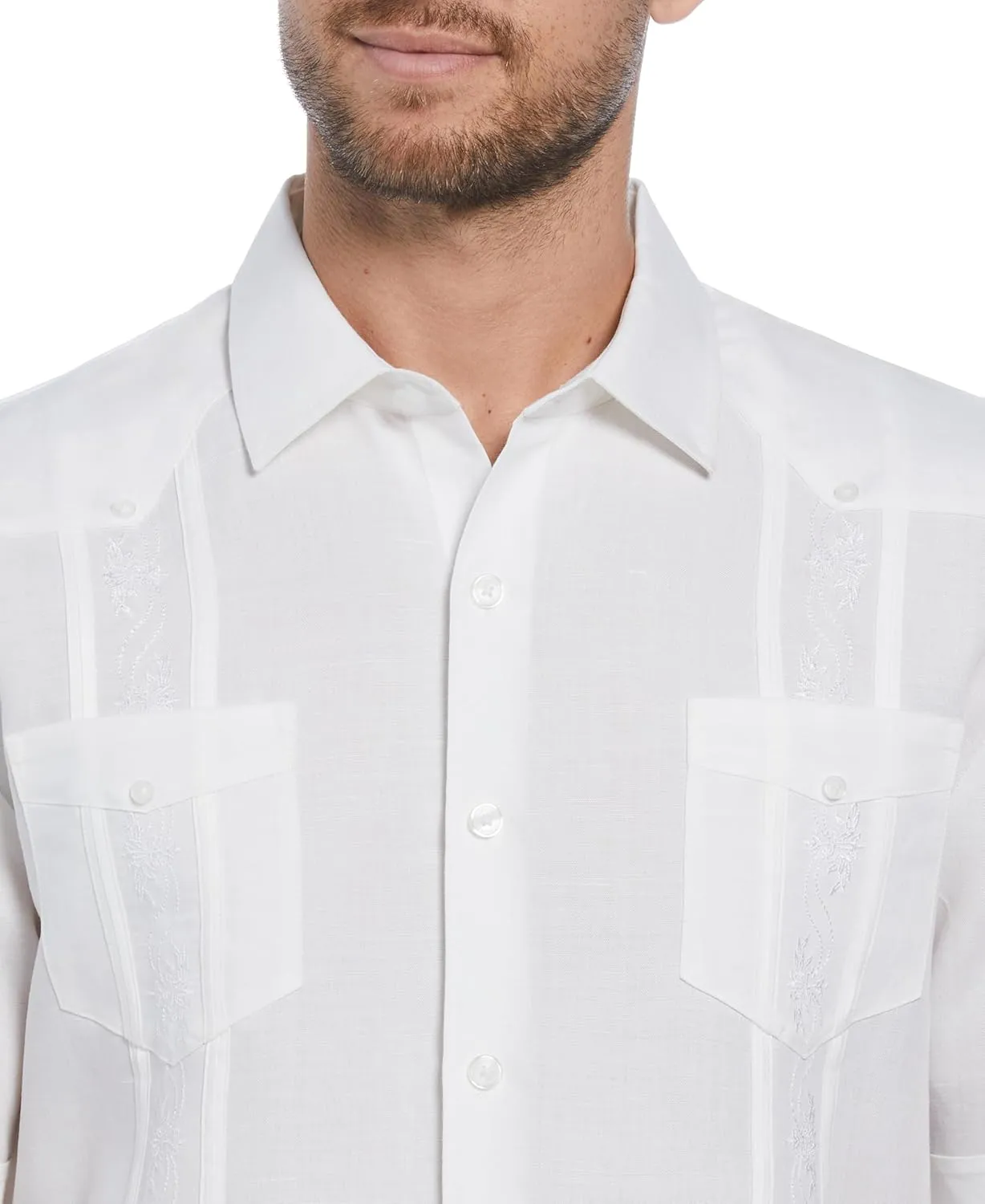 Cubavera Men's Four-Pocket Mini Pintuck Embroidered Authentic Guayabera Shirt, Short Sleeve Button Down