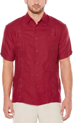 Cubavera Men's Four-Pocket Mini Pintuck Embroidered Authentic Guayabera Shirt, Short Sleeve Button Down