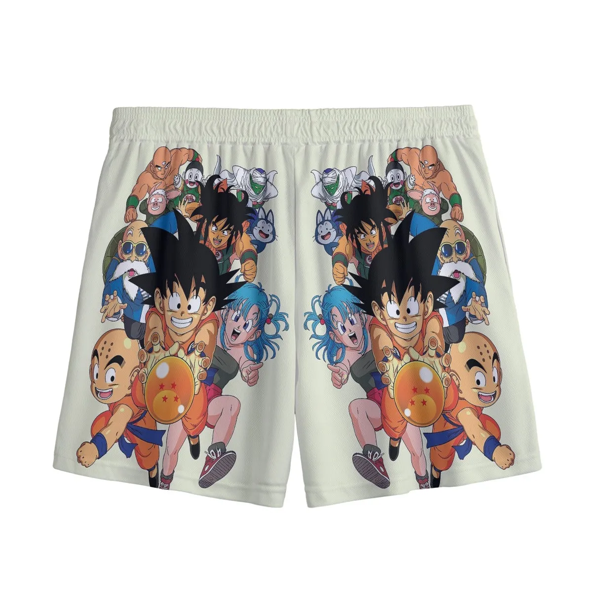 DBZ Kid Goku Master Roshi Bulma Krillin Chasing Dragon Ball Funny Mesh Shorts