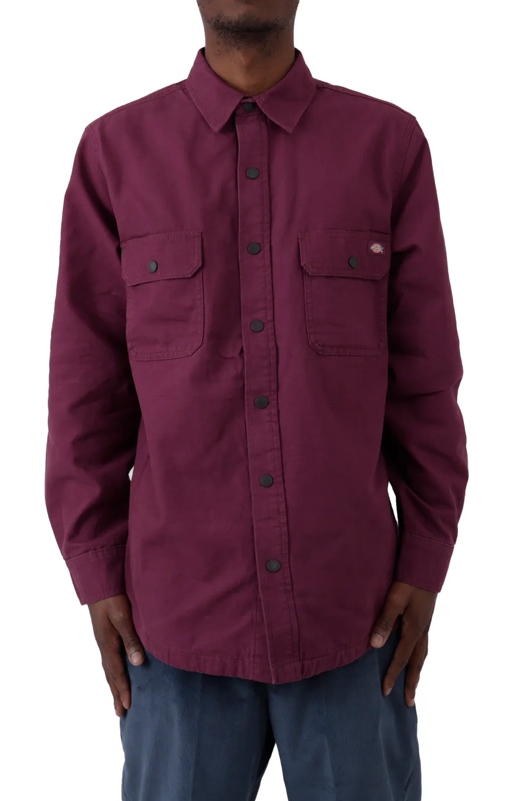 Dickies Duck Flannel Lined Shirt Men’s Grape Wine Cotton (Wl658Gw9)