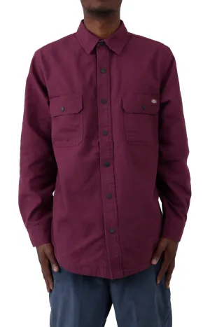 Dickies Duck Flannel Lined Shirt Men’s Grape Wine Cotton (Wl658Gw9)