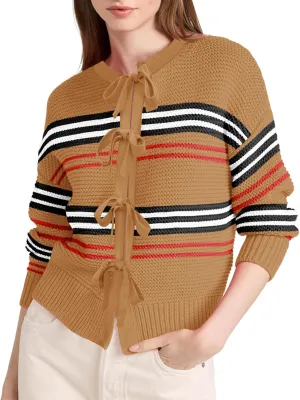 Disamer Women's 2025 Knit Cardigan Sweaters Fall Clothes Long Sleeve Fashion Casual Y2k Tie Open Front Cropped Jackets