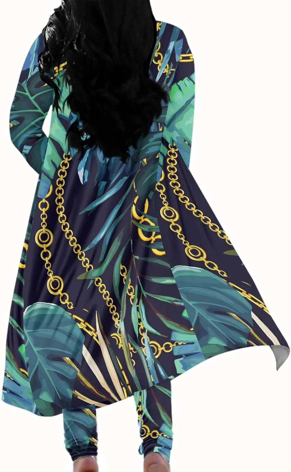 ENLACHIC Women Floral Print Long Sleeve Cardigan Cover up Long Pants 2 Piece Outfits Set