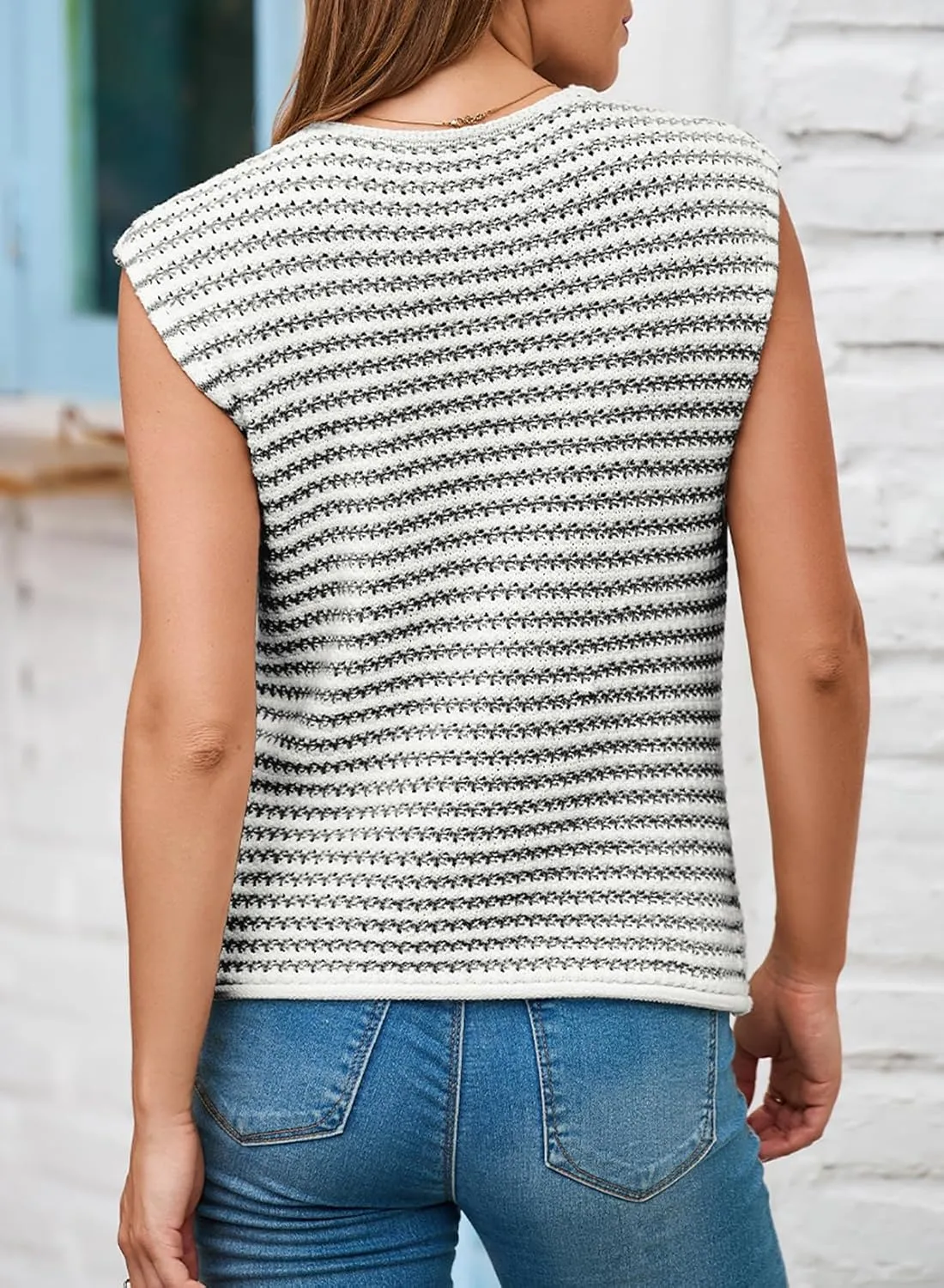 EVALESS Casual Cropped Crochet Cardigan Sweaters for Women Trendy Summer V Neck Sleeveless Sweater Vest Button Up Cardigans