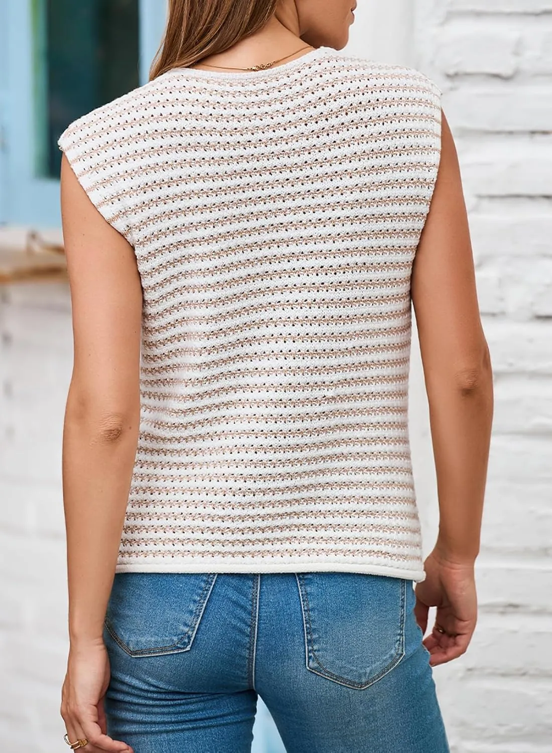 EVALESS Casual Cropped Crochet Cardigan Sweaters for Women Trendy Summer V Neck Sleeveless Sweater Vest Button Up Cardigans