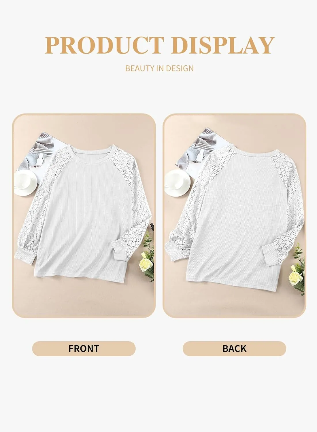 Eytino Plus Size Tops for Women Lace Long Sleeve Round Neck Casual Loose Blouses T Shirts(1X-5X)