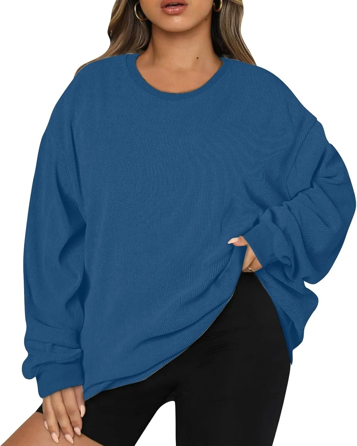 Fall Sweatshirts for Women Trendy Oversized Teacher Crewneck Sweatshirt Drop Shoulder Long Sleeve Pullover Sweaters