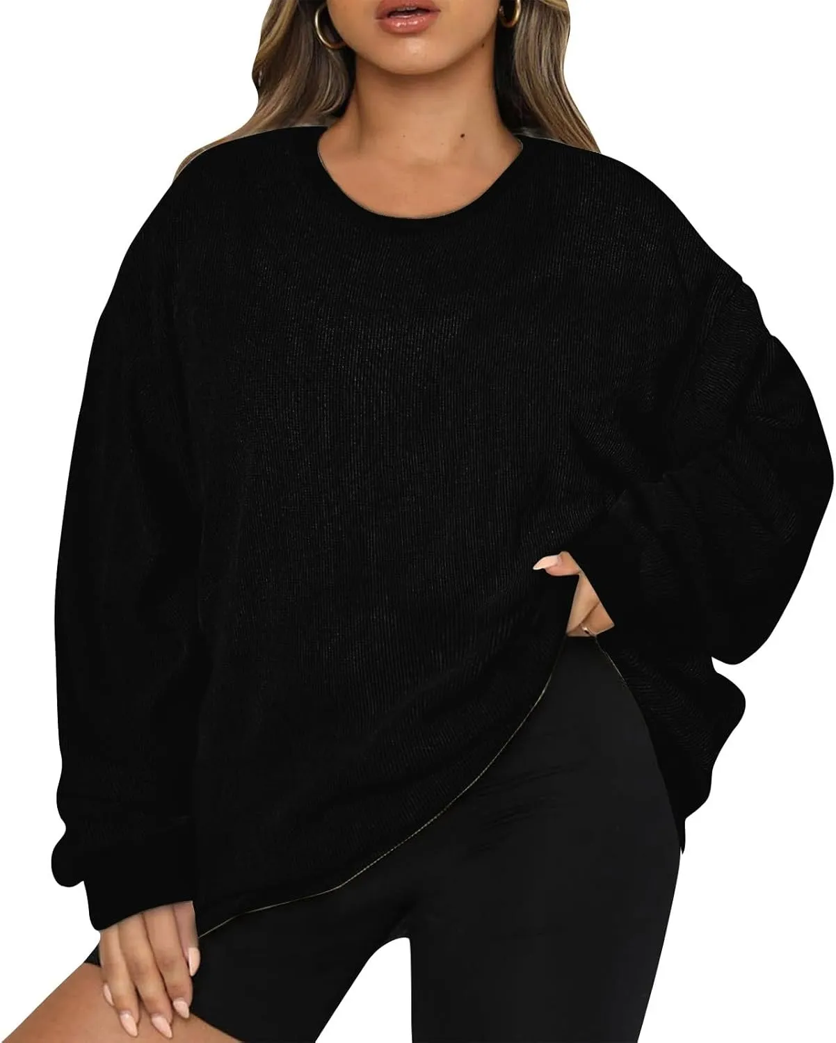 Fall Sweatshirts for Women Trendy Oversized Teacher Crewneck Sweatshirt Drop Shoulder Long Sleeve Pullover Sweaters