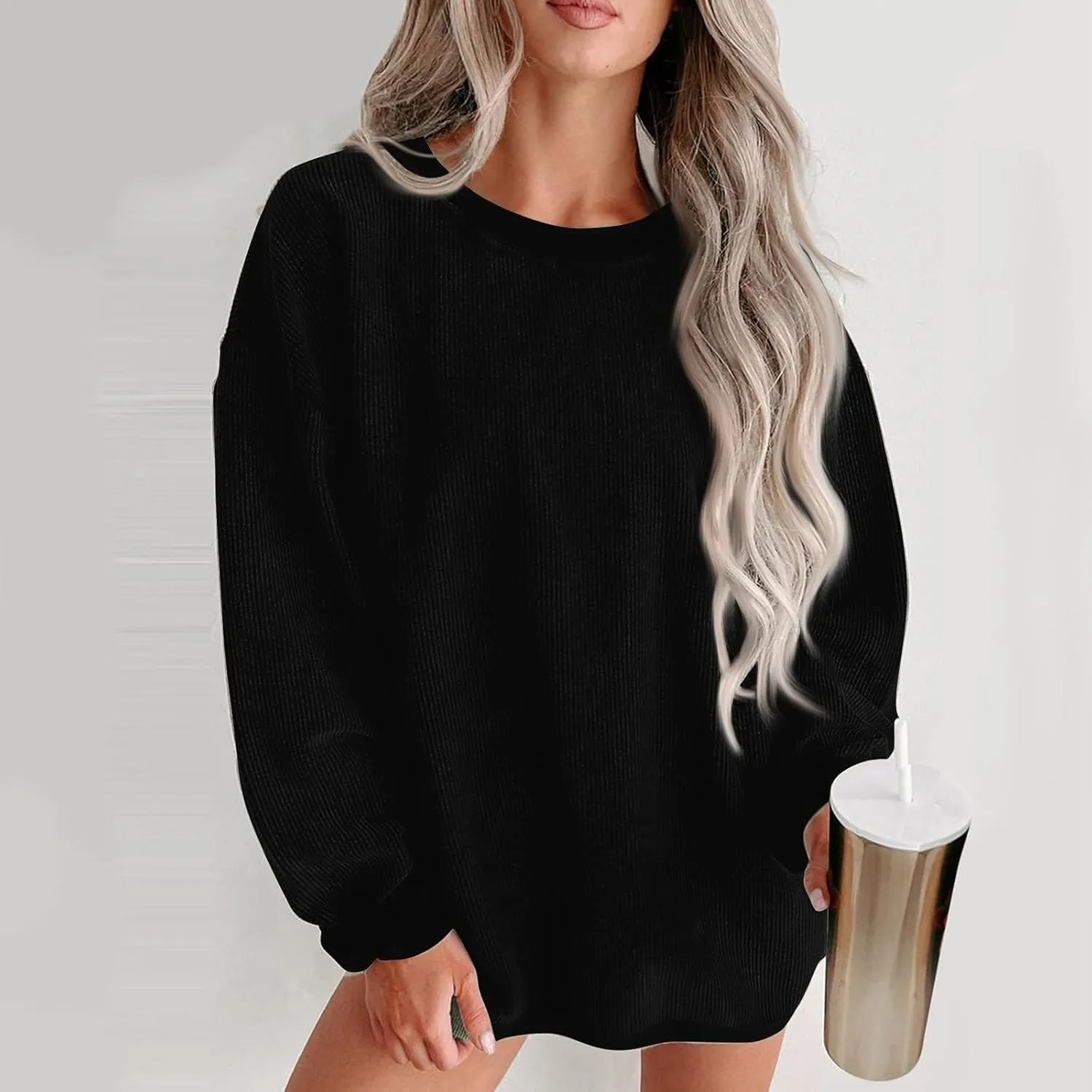 Fall Sweatshirts for Women Trendy Oversized Teacher Crewneck Sweatshirt Drop Shoulder Long Sleeve Pullover Sweaters