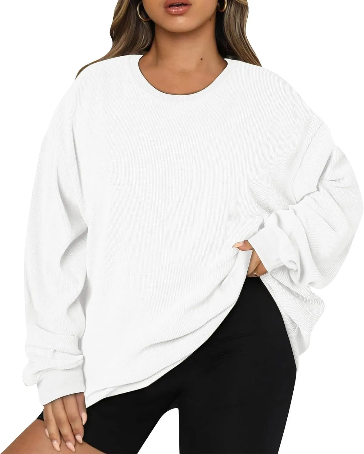 Fall Sweatshirts for Women Trendy Oversized Teacher Crewneck Sweatshirt Drop Shoulder Long Sleeve Pullover Sweaters