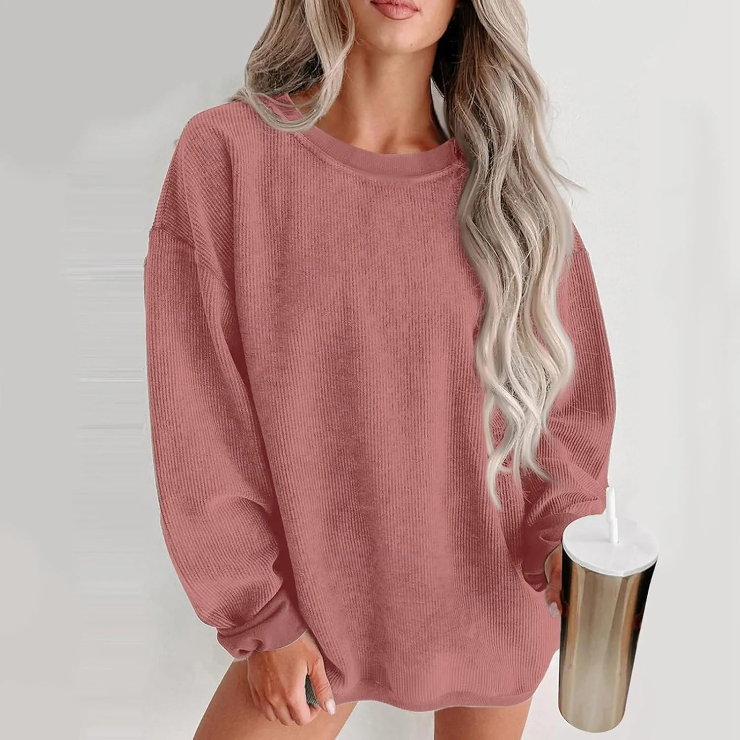 Fall Sweatshirts for Women Trendy Oversized Teacher Crewneck Sweatshirt Drop Shoulder Long Sleeve Pullover Sweaters