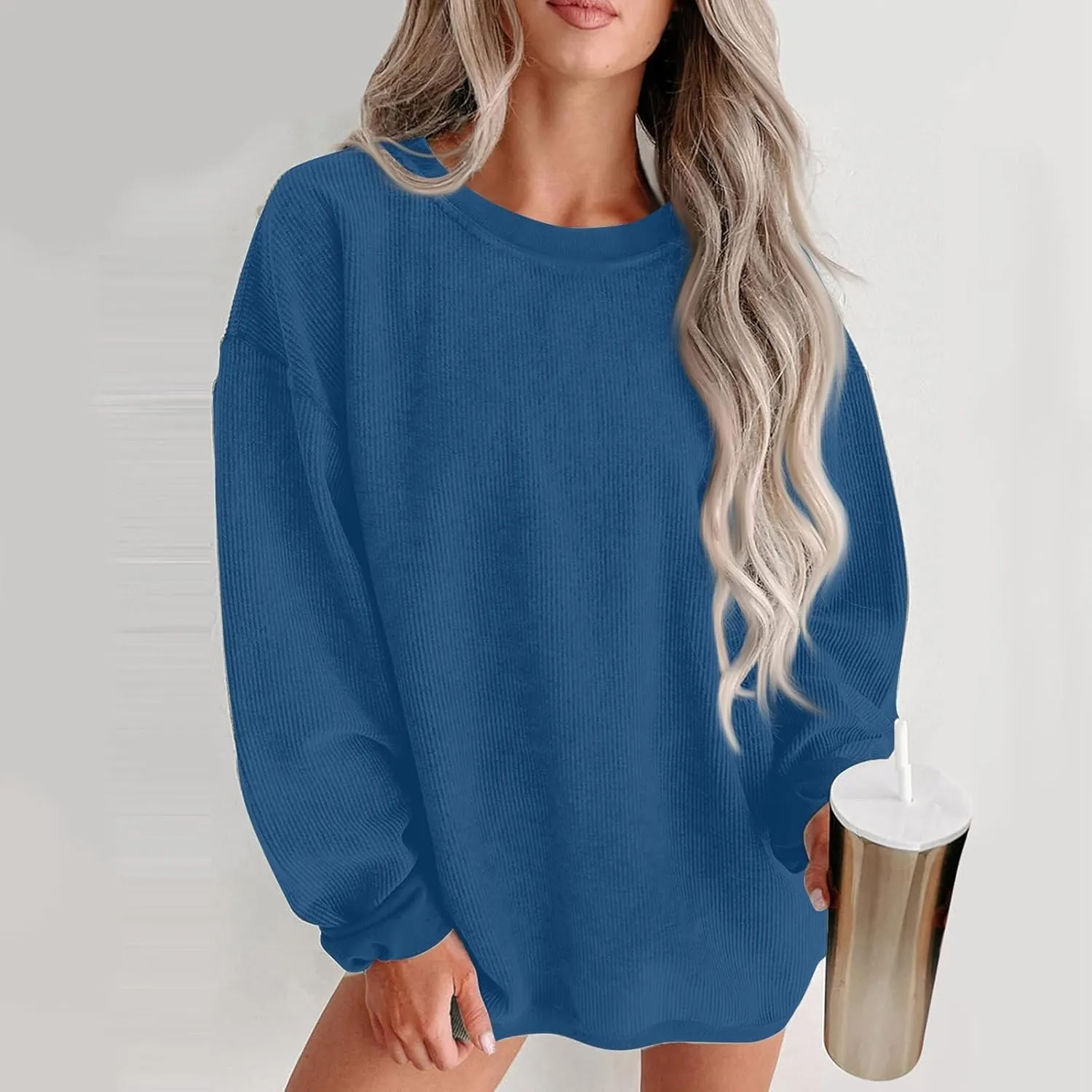 Fall Sweatshirts for Women Trendy Oversized Teacher Crewneck Sweatshirt Drop Shoulder Long Sleeve Pullover Sweaters