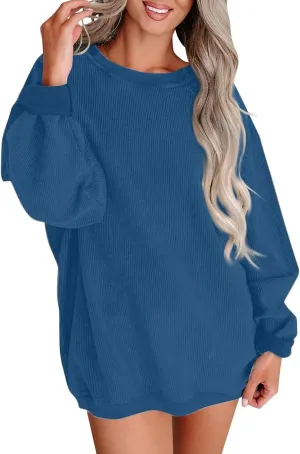 Fall Sweatshirts for Women Trendy Oversized Teacher Crewneck Sweatshirt Drop Shoulder Long Sleeve Pullover Sweaters