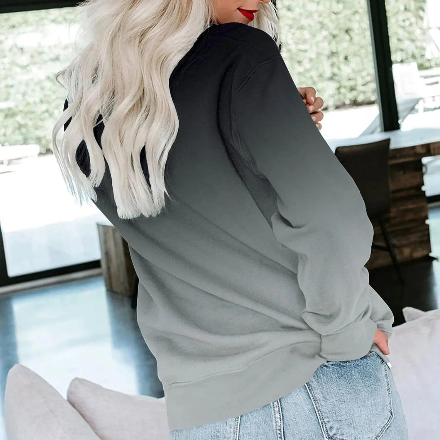 Fall Sweatshirts for Women Trendy, Womens Casual Crewneck Sweatshirts Long Sleeve Cute Tunic Tops Loose Fitting Pullover Top