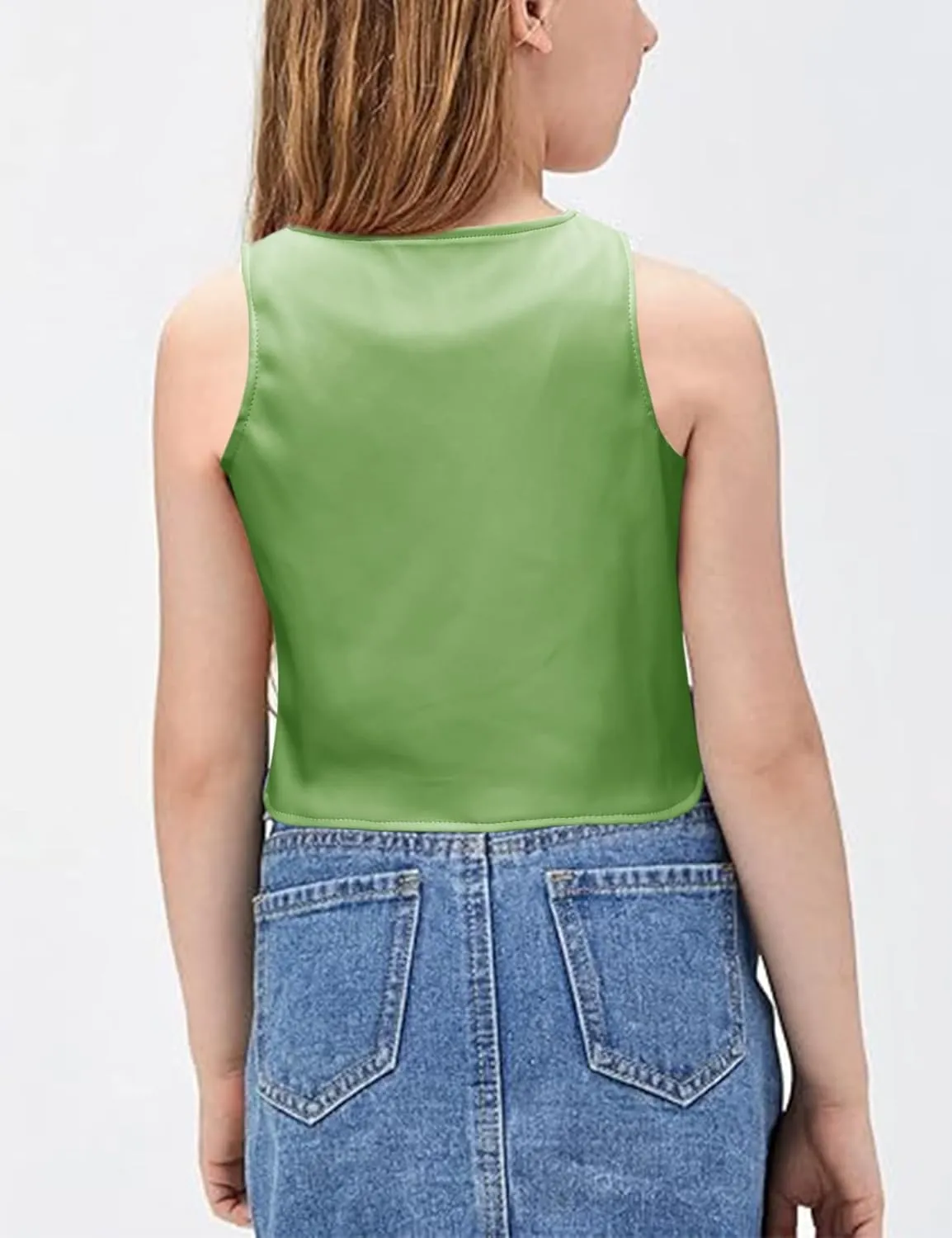 Fallorchid Girls Faux Leather Vest Fashion Button Sleeveless Tank Tops Cute V Neck Jacket Waistcoat