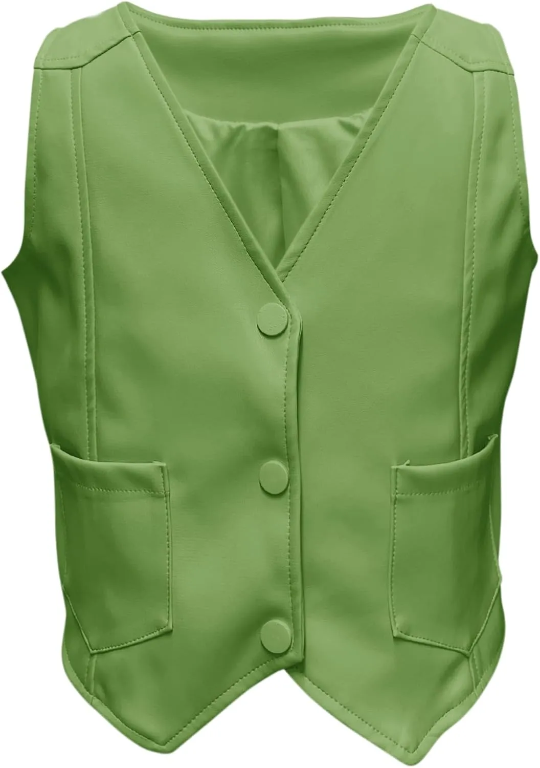 Fallorchid Girls Faux Leather Vest Fashion Button Sleeveless Tank Tops Cute V Neck Jacket Waistcoat