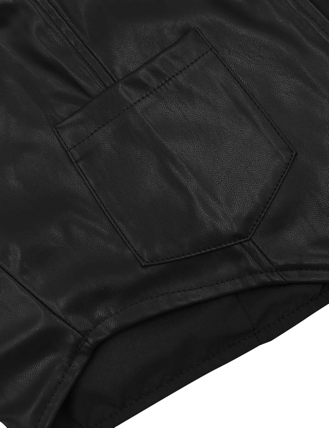 Fallorchid Women's Button Up Sleeveless Vest Crop Tops Sexy V Neck Faux Leather Jacket Waistcoat