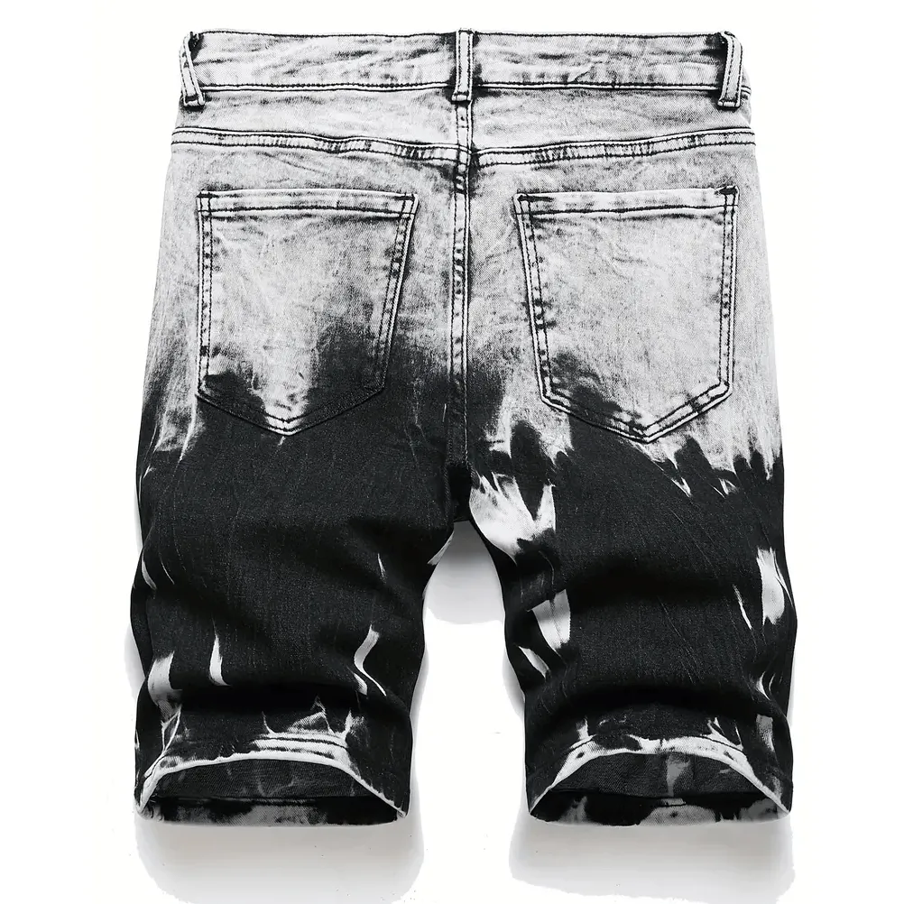 Fashionable Slim Stretch Men's Denim Shorts / Male Ripped Shorts with Pockets
