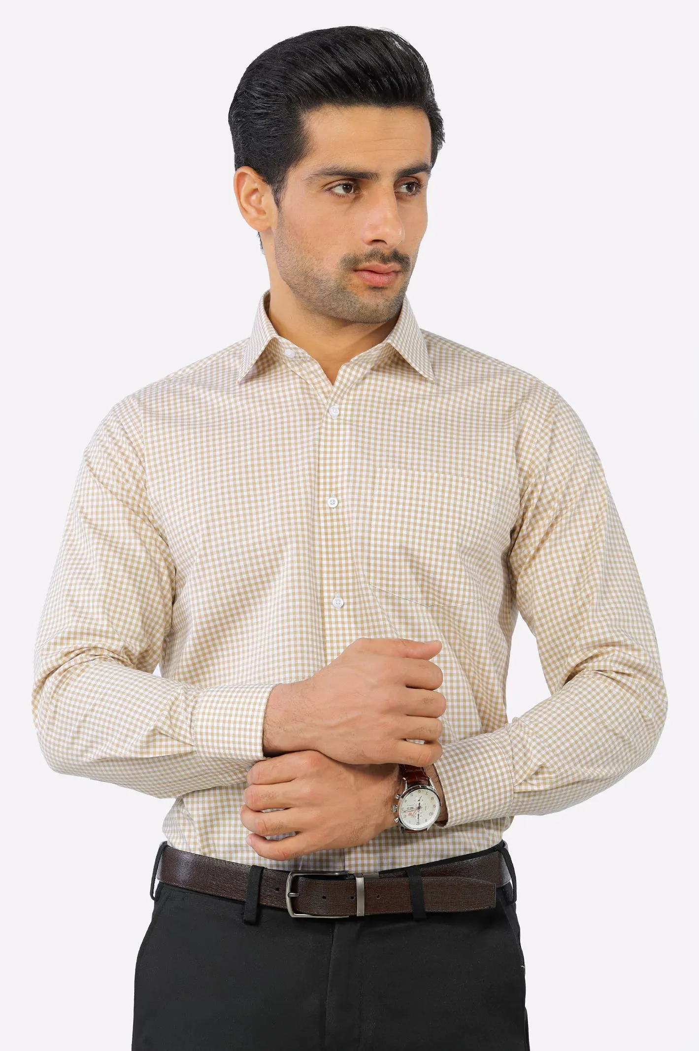 Fawn Mini Gingham Check Formal Shirt