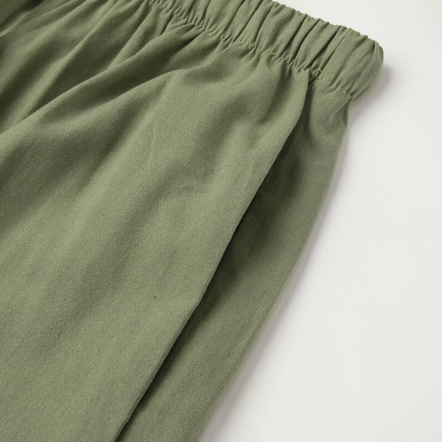 Flowy Pants for Women Linen Summer Casual Vacation Trouser Wide Leg Drawstring High Waist Palazzo Pants with Pocket