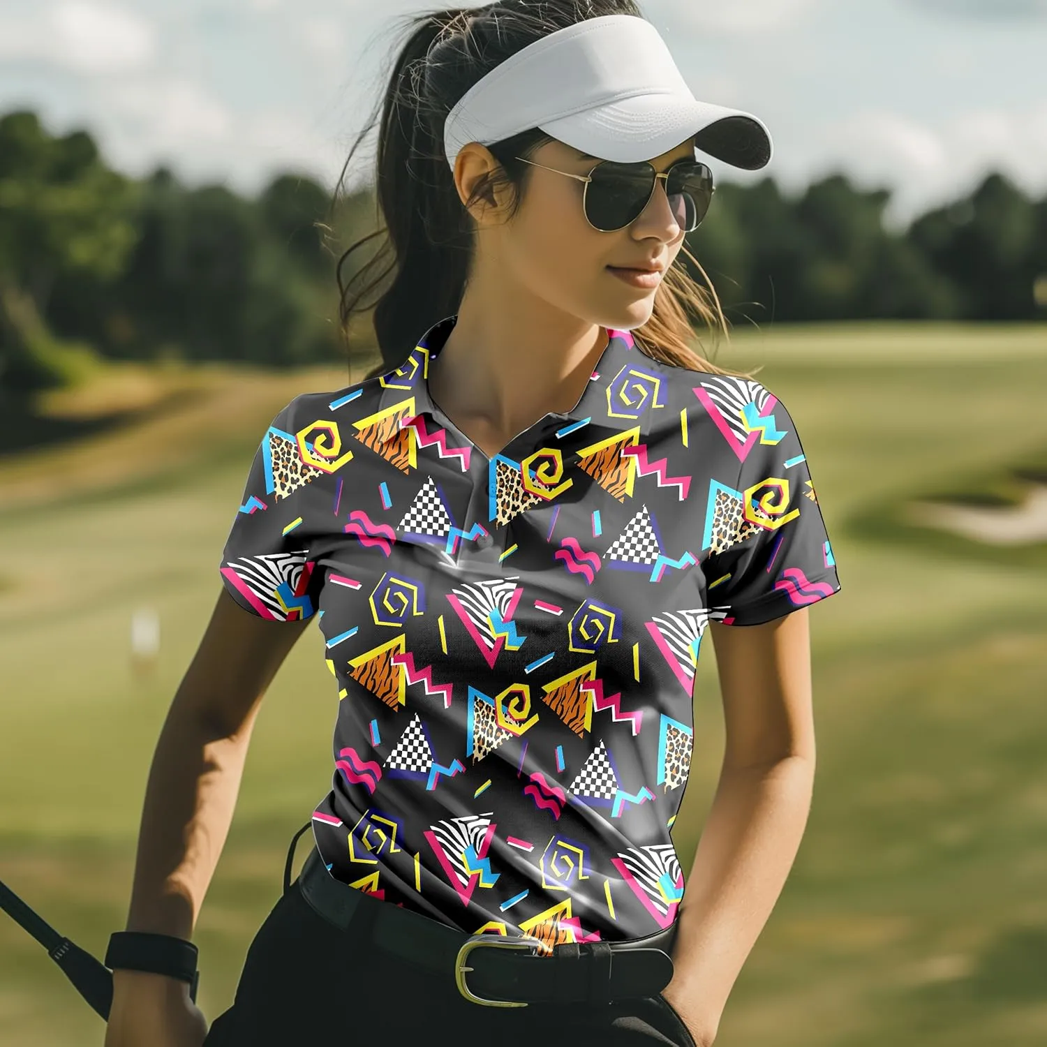 Funny Golf Shirts for Women Short Sleeve Quick Dry Tennis Shirts Athletic Tops for Yoga Tennis