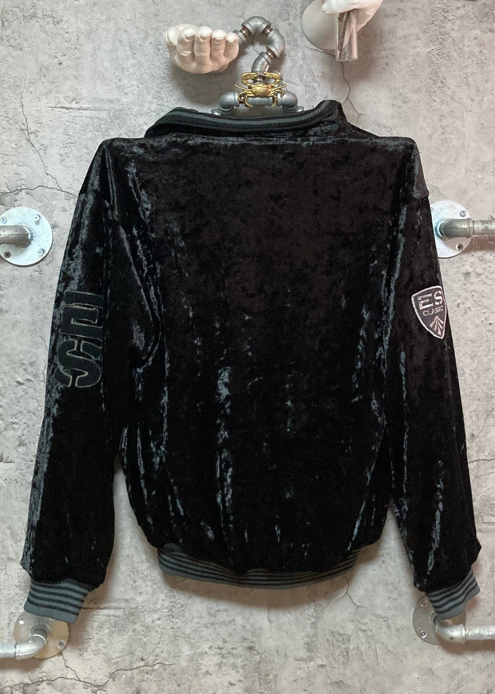 furyo two piece set velour tracksuit jacket pants black