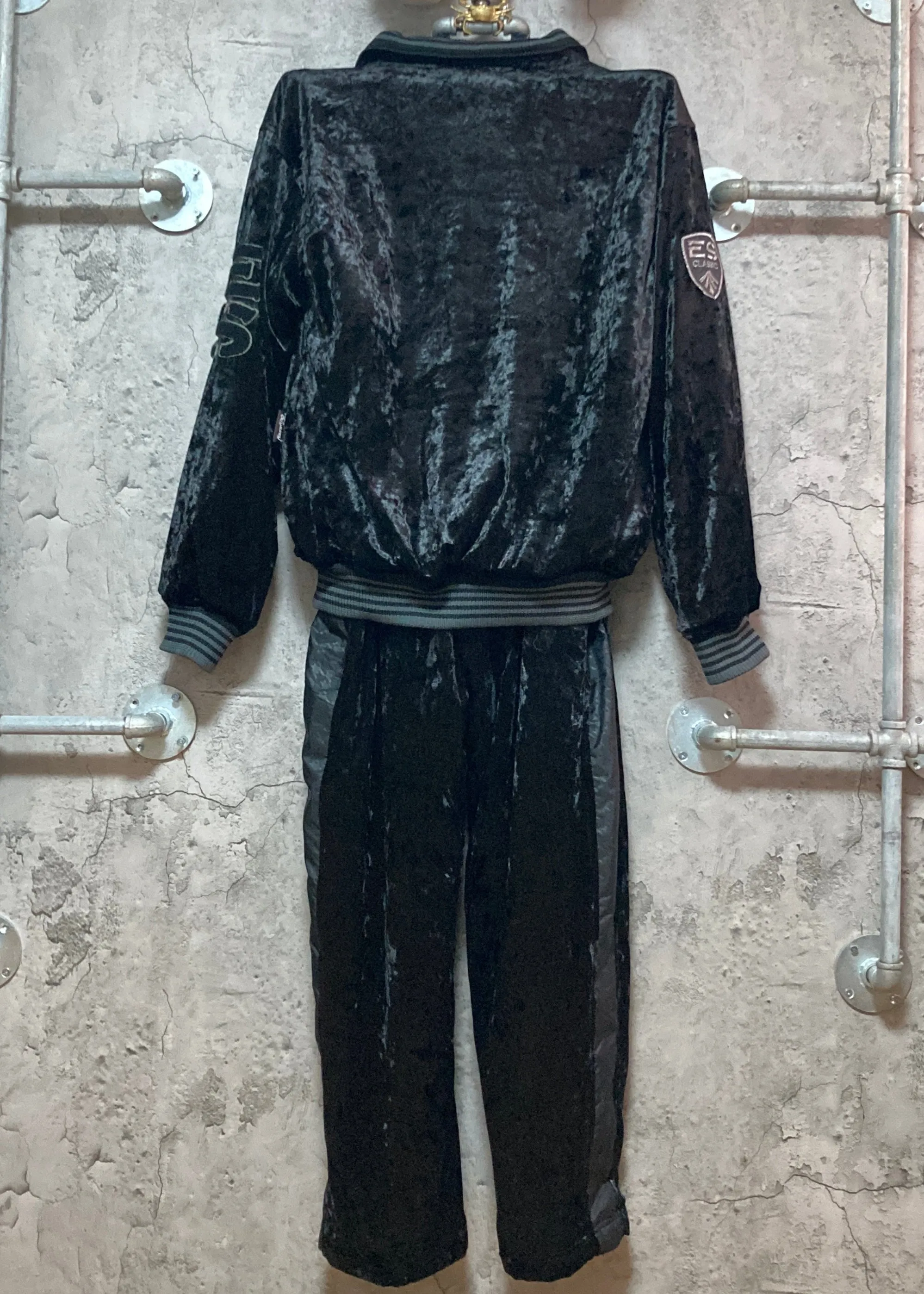 furyo two piece set velour tracksuit jacket pants black