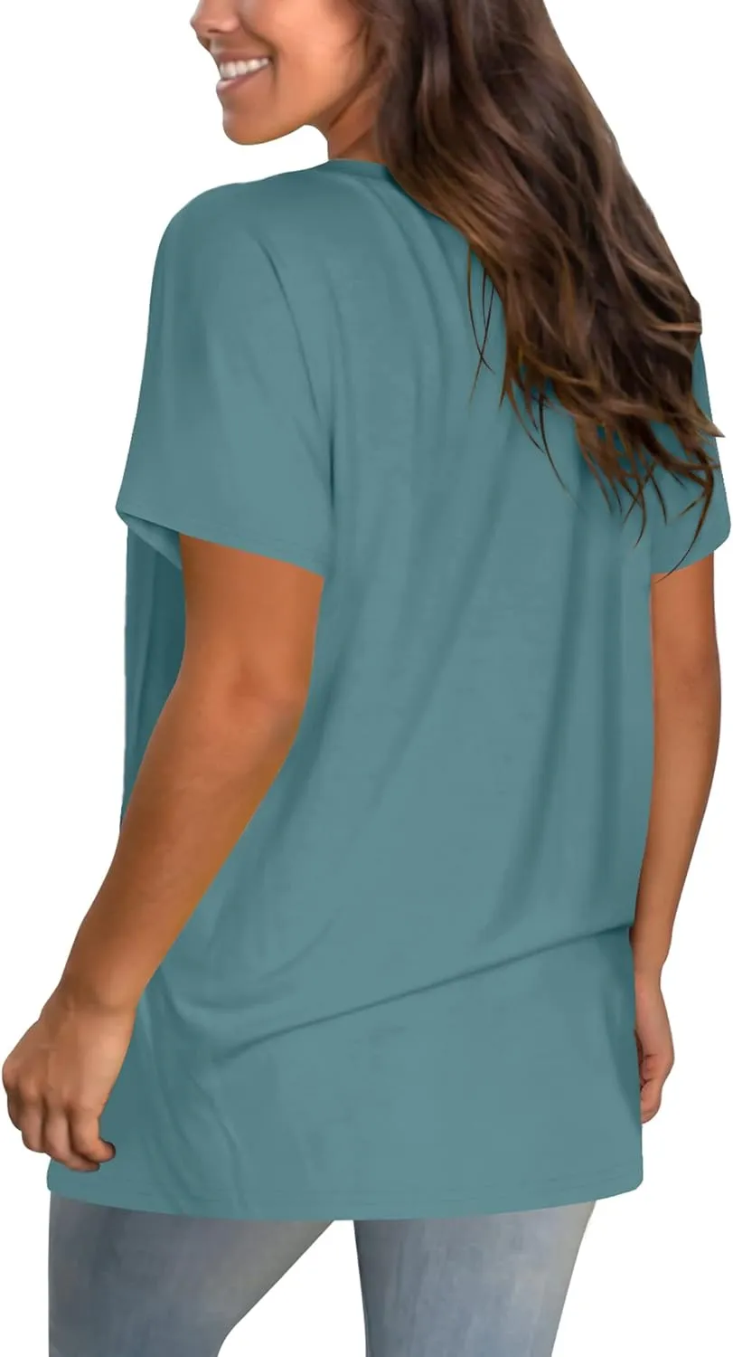 Geifa Womens T Shirts Short Sleeve V Neck Casual Summer Tops Tshirts with Pocket