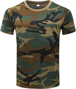 GOKKILRW Men's T Shirts Casual Camo Printed Lightweight Quick Dry Plus Size Crewneck Short Sleeve Military Hunting Tees