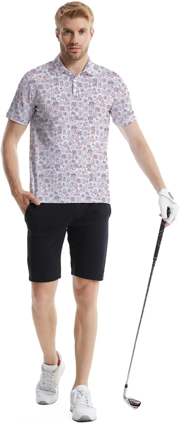 Golf Polos for Men Funny Moisture Wicking Golf Shirts Performance Quick-Dry Polo Shirts Short Sleeve