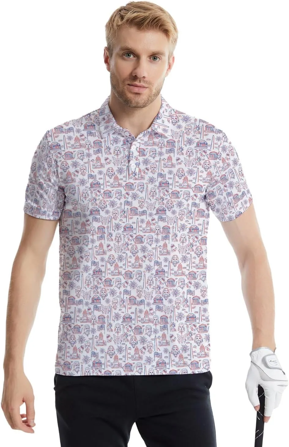 Golf Polos for Men Funny Moisture Wicking Golf Shirts Performance Quick-Dry Polo Shirts Short Sleeve