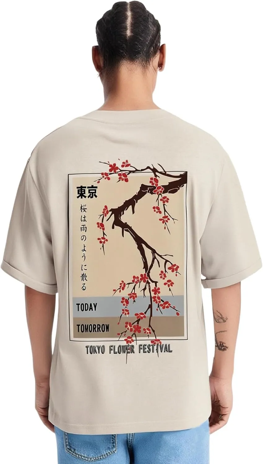 GORGLITTER Men's Graphic Japanese Print Short Sleeve Tee Tops Casual Round Neck T Shirts
