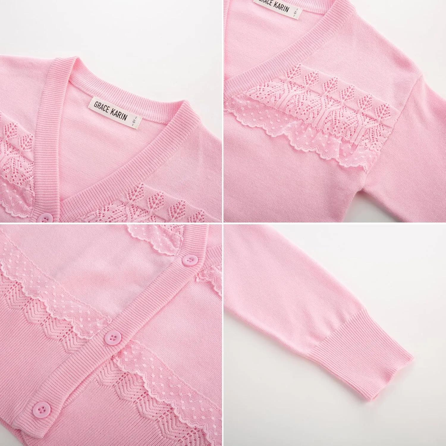 GRACE KARIN Girls V-Neck Cardigan Button Up Knit Uniform Sweaters Size 5-12