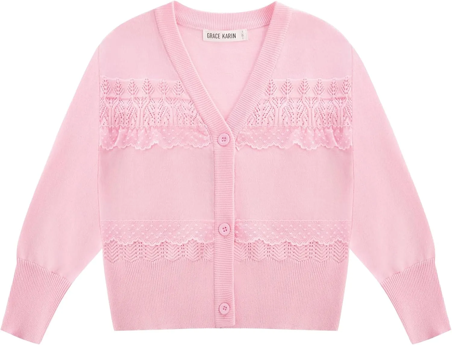 GRACE KARIN Girls V-Neck Cardigan Button Up Knit Uniform Sweaters Size 5-12