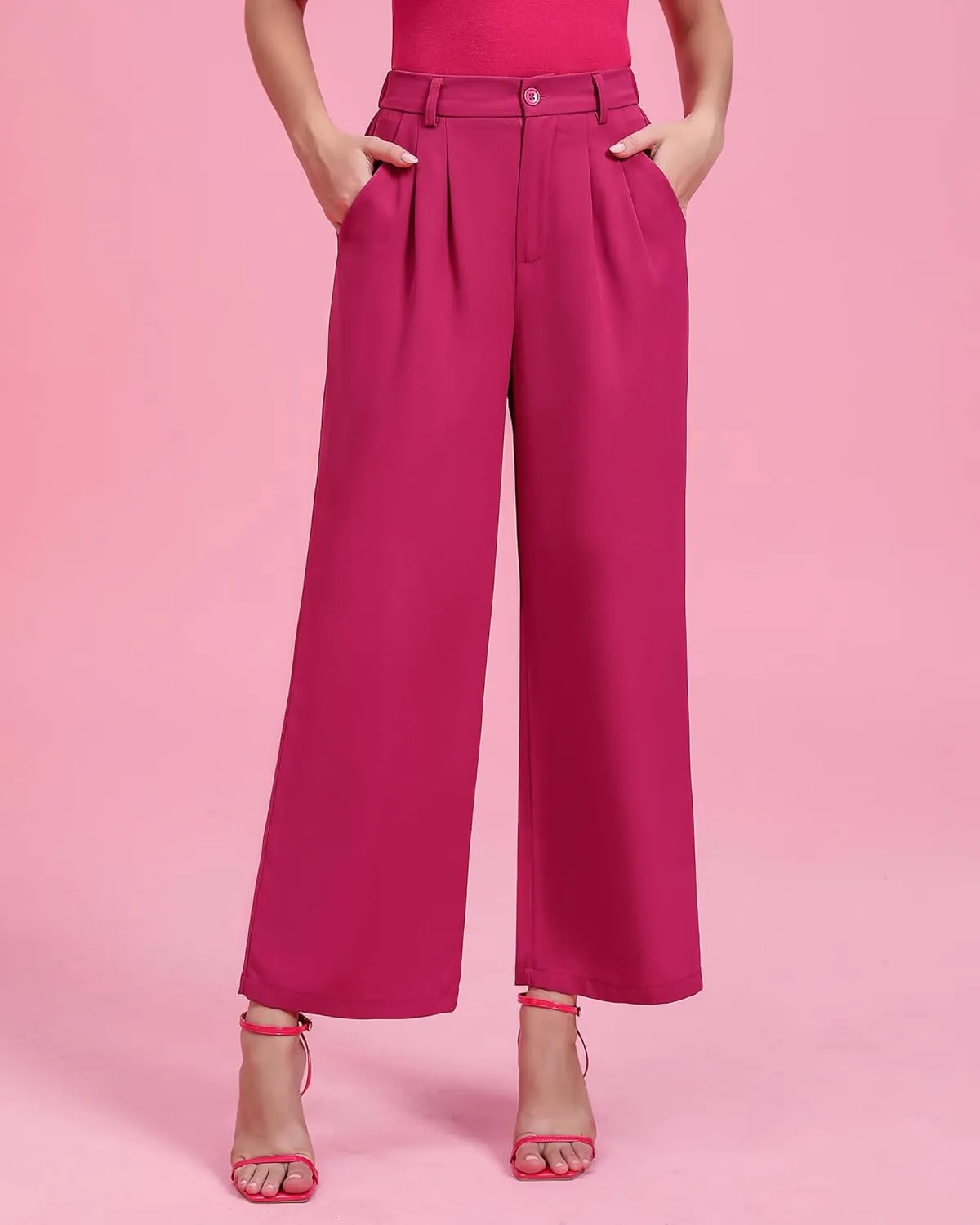 GRAPENT Wide Leg Pants for Women Work Business Casual High Waisted Dressy Pants Flowy Trousers Office