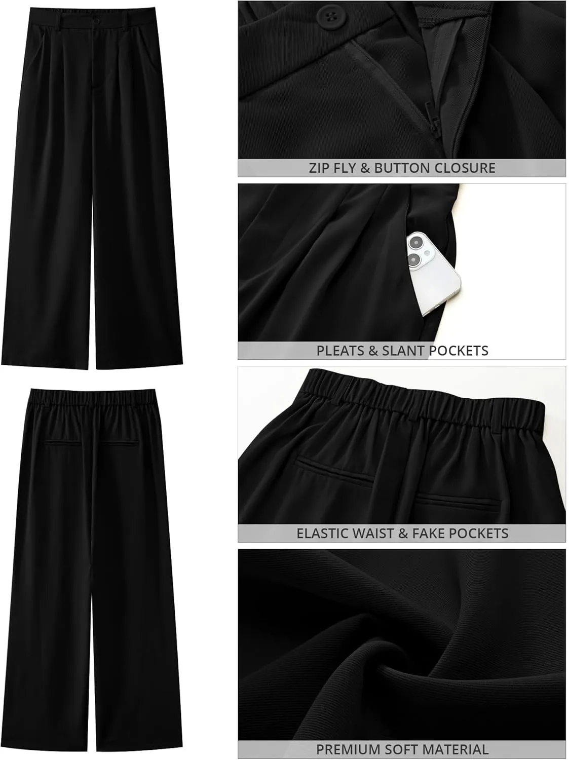 GRAPENT Wide Leg Pants for Women Work Business Casual High Waisted Dressy Pants Flowy Trousers Office