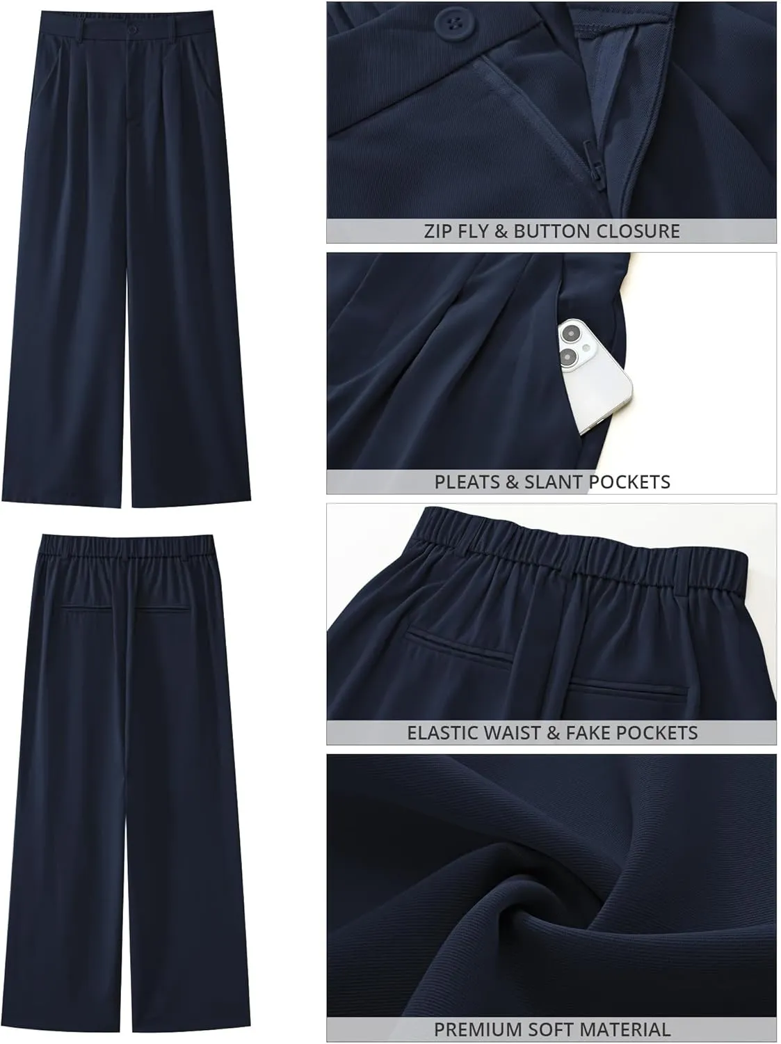 GRAPENT Wide Leg Pants for Women Work Business Casual High Waisted Dressy Pants Flowy Trousers Office