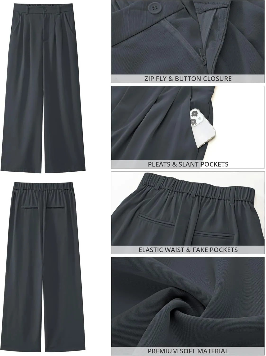 GRAPENT Wide Leg Pants for Women Work Business Casual High Waisted Dressy Pants Flowy Trousers Office