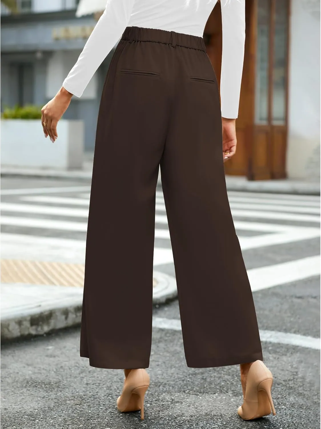 GRAPENT Wide Leg Pants for Women Work Business Casual High Waisted Dressy Pants Flowy Trousers Office